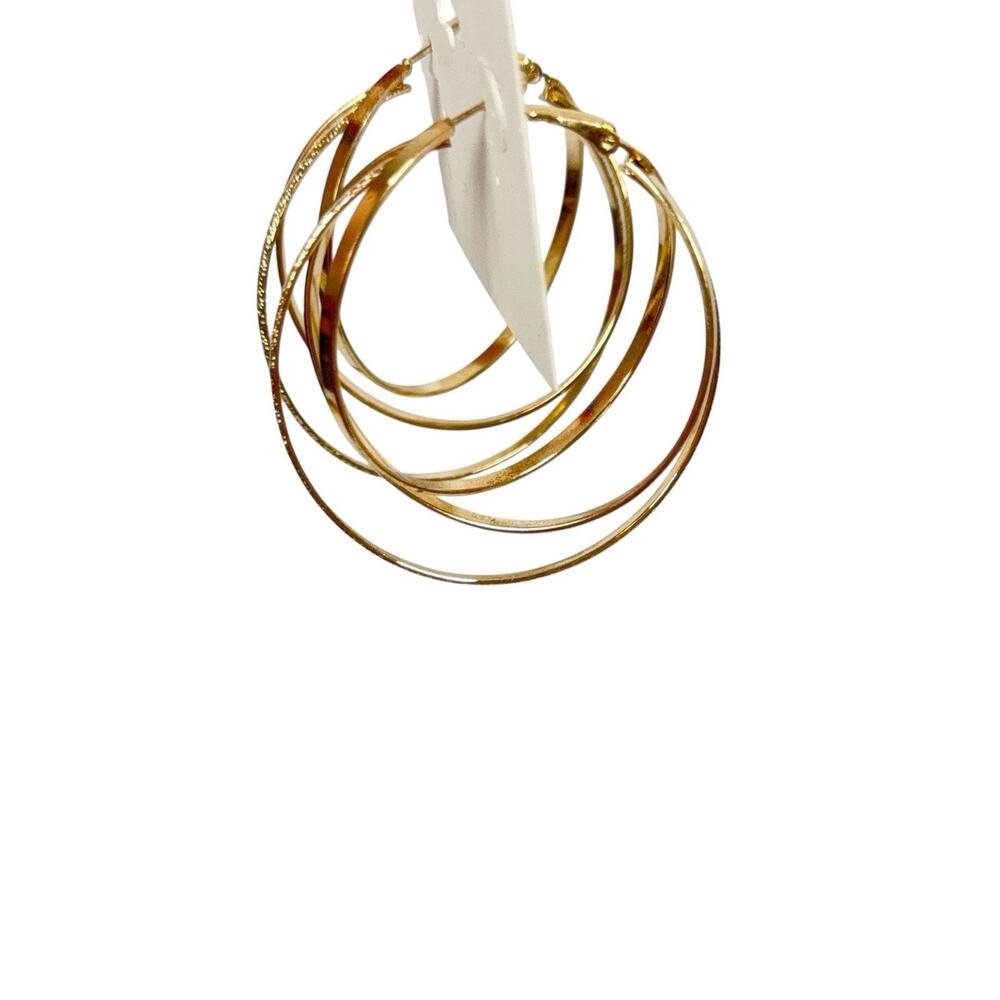 NOIR Rose Gold Tone Multi Hoop Earrings New Costume Jewelry - Picture 2 of 5